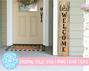 Welcome SVG Cut File with Blank Laurel Wreath for Personalization